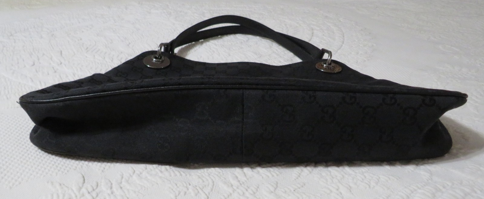 Authentic GUCCI Eclipse Black Canvas Leather Hand… - image 15
