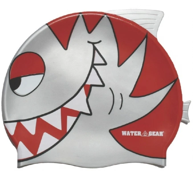 WATER GEAR SILVER PIRANHA Swim Cap Silicone CRITTER Learn to Swimming 39700-SP Pool Toy NEW