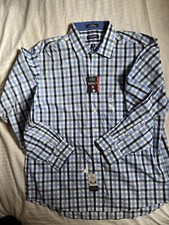 “New” Men’s Chaps Plaid Classic Fit Dress Shirt Sz 17.5  36/37.  b44