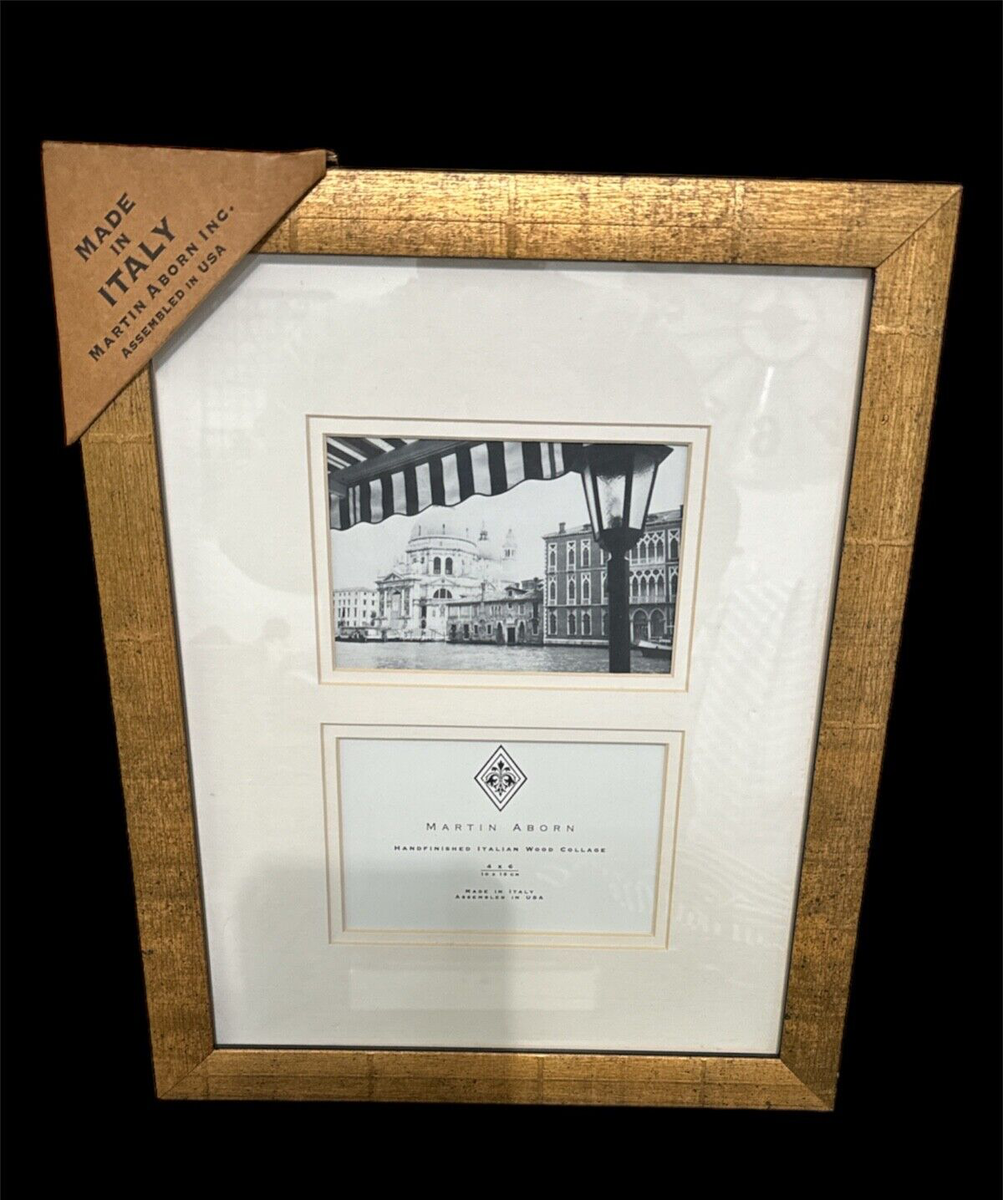 NEW Martin Aborn Hand Finished Gold Tone Italian Wood Photo Frame