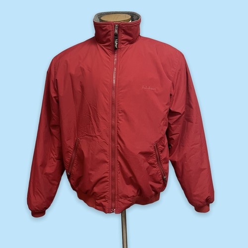 L.L. Bean Full Zip Mens Fleece Lined Red Jacket Size Medium - 第 1/6 張圖片