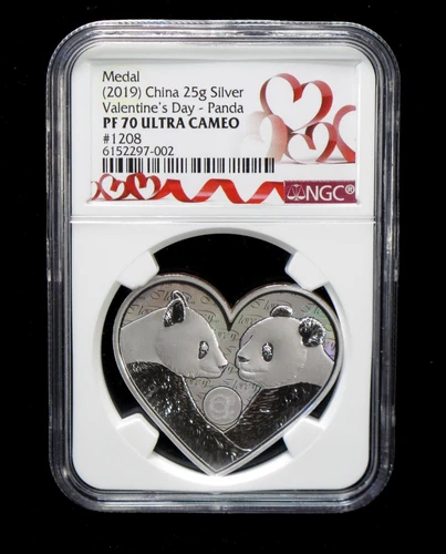 Medal 2019 China 25g Silver Valentine's Day Panda NGC PF 70 ULTA CAMEO