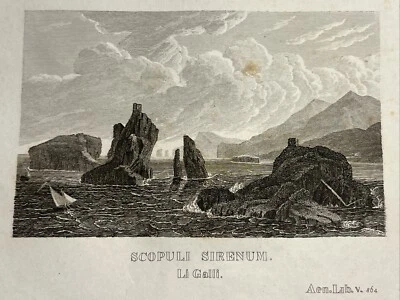 Scopuli Sirenum Li Galli Antik Stahlstich 1858 Mediterrane Panorama Landschaft - Bild 1 von 4