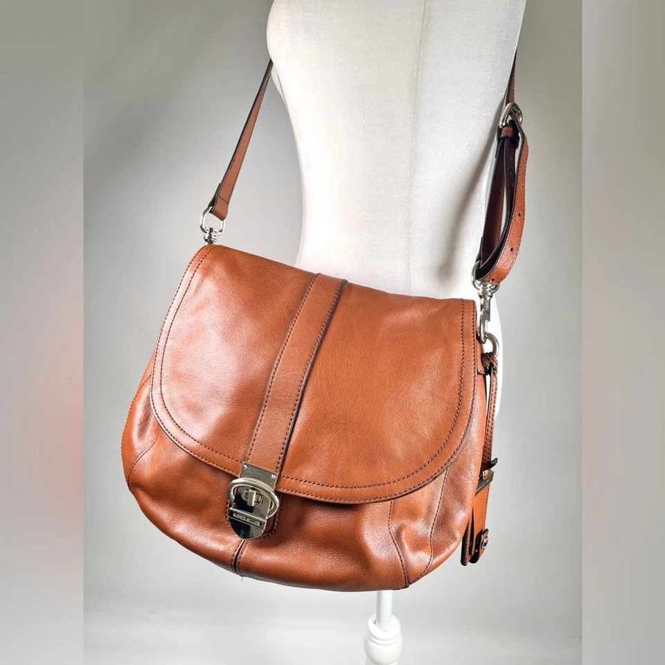 KAREN MILLEN Woman’s Purse Genuine Leather Brown Crossbody Mesenger Shoulder Bag - Image 2 of 4