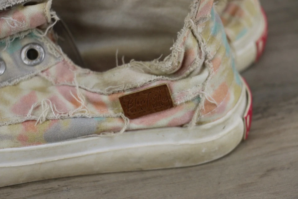 Zapatos Mocasines Blowfish Mujer Talla 6 Pull On Tie Dye Estampado Rosa Pastel Azul Foto 4 de 4