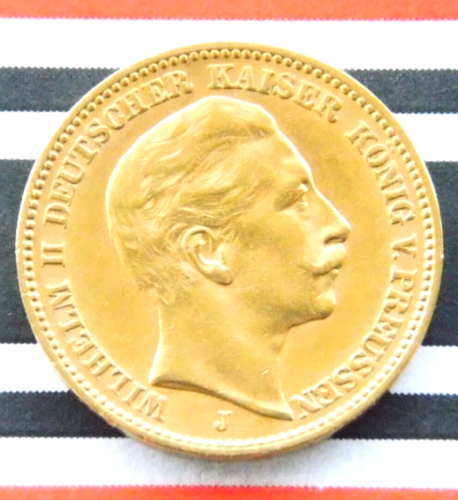 GERMAN 20 Mark 1905 J PRUSSIA KAISER WILHELM II. 90% GOLD EMPIRE Coin WW1 +RARE+ - Picture 1 of 6