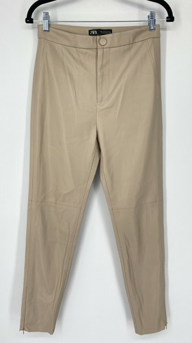 Zara Faux Leather Ankle Zip Leggings 