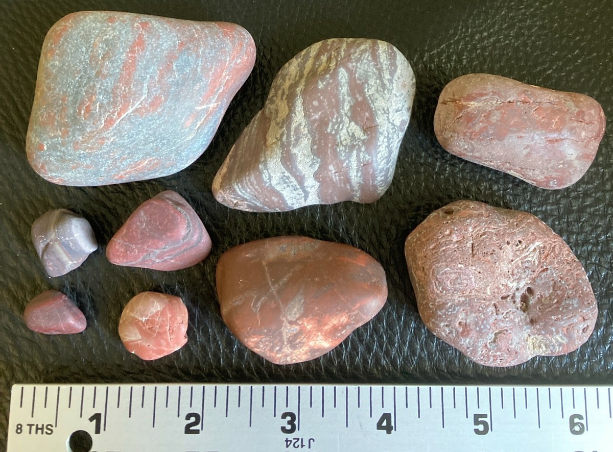 9pc Michigan Banded Red Jasper with Quartz and Calcite from the