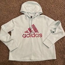 Adidas Womens Hoodie Large Logo Polka Dot Multicolor Plus Size 1X Mint Green