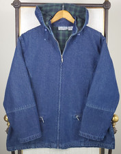 North Style Womens Size 1x Flannel Lined Hooded Denim Jacket Coat Blackwatch