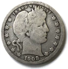 1908 O 25c Barber Silver Quarter Dollar Twenty Five Cents New Orleans