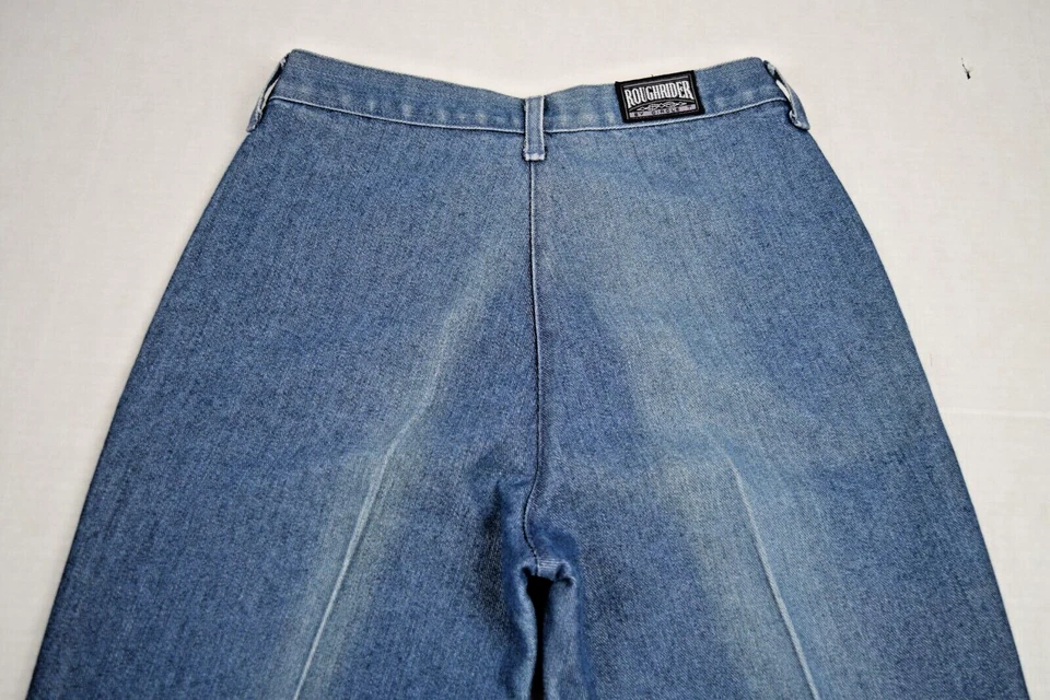 Vintage Jeans Roughrider Size W26 L31 80s Blue High Waist Fading Made USA - Image 4 of 4