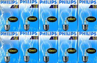 10 Stück PHILIPS Glühbirne 15W E27 230V A55 klar 120 Lumen dimmbar NEU & OVP 