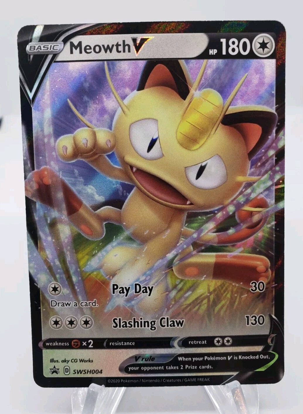 Meowth V Pokemon SWSH004 Sword & Shield Ultra Rare Holo NM