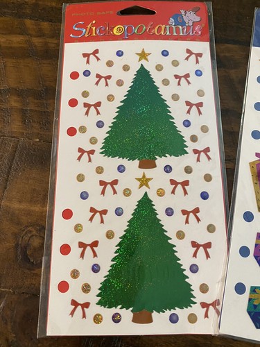 Lot of 2 Pkgs Stickopotamus Binder Stickers Christmas Trees & Metallic Gifts NIP - Picture 2 of 5