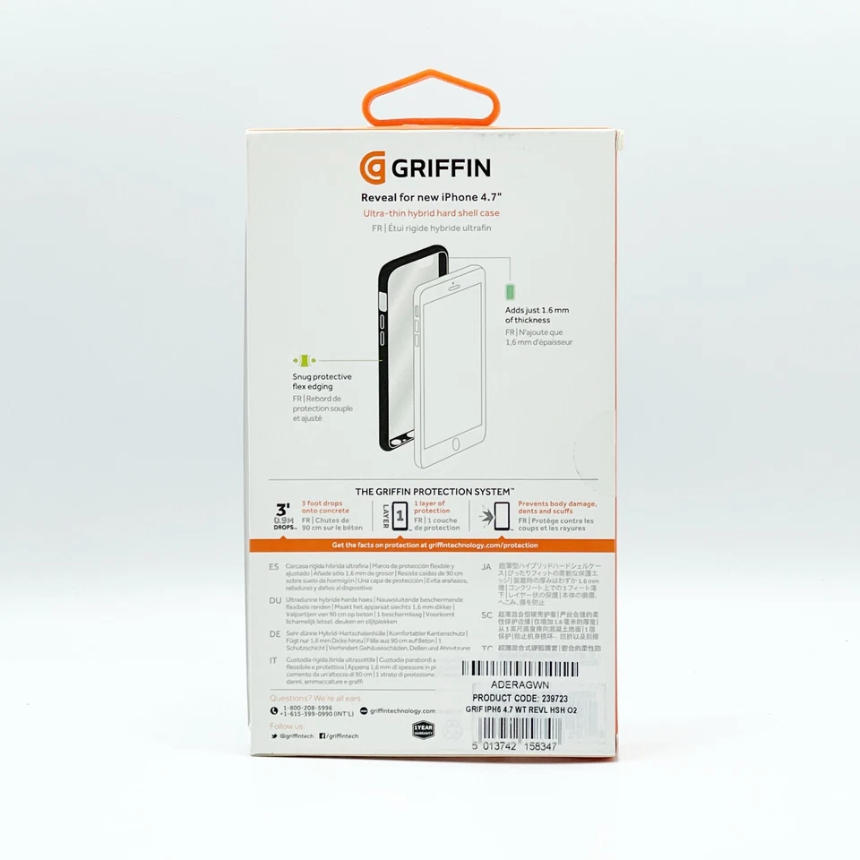 Funda protectora trasera delgada transparente resistente Griffin carcasa rígida para Apple iPhone 6 6S Foto 3 de 3