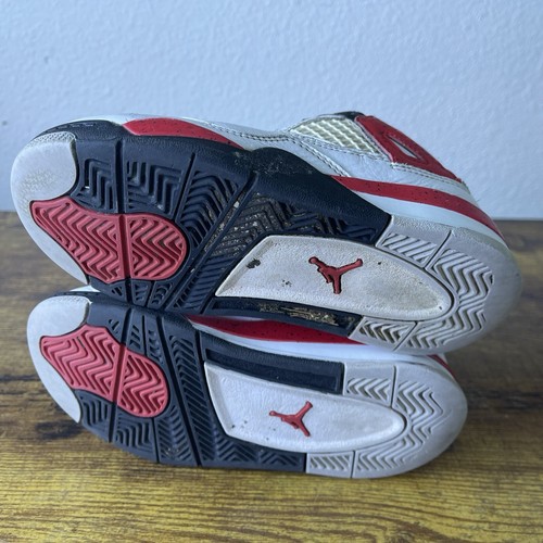 Nike Jordan 4 Retro Red Cement Boys Size 12C Shoes Sneakers BQ7669-161 No Laces - Picture 8 of 8