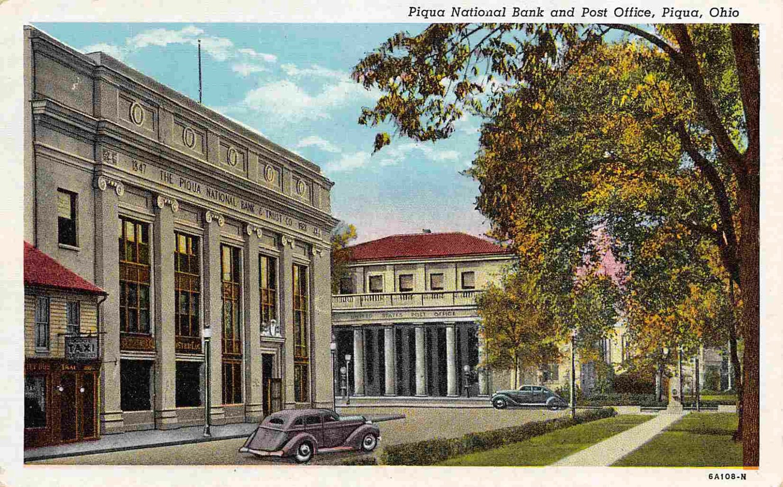 Piqua National Bank Post Office Piqua Ohio linen postcard eBay