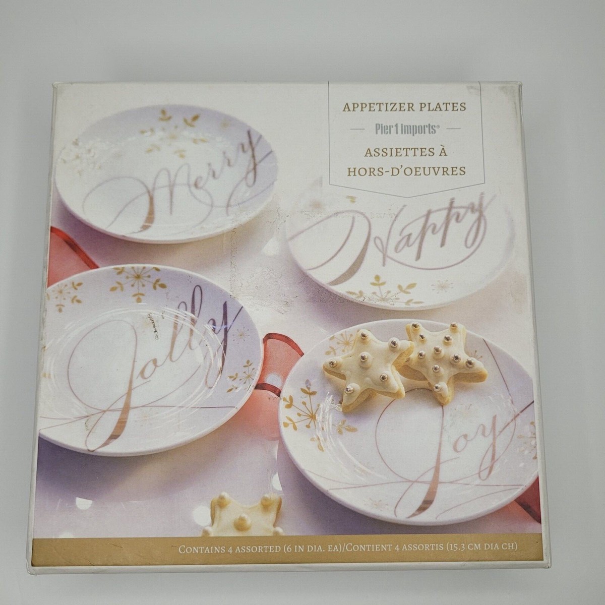 Pier Imports Appetizer Plates Set of Christmas Wish 6