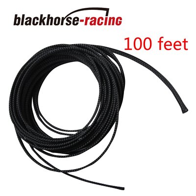 100 FT 1/4'' Expandable Wire Cable Sleeving Sheathing Braided Loom Tubing Black