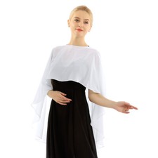 Women Chiffon Shawl Cape High-Low Capelet Tops Bridal Evening Wraps Bolero Shrug