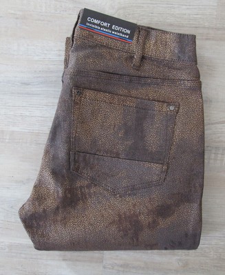 ZERRES 1591 CARLA JEANS HOSE Gr. 34 36 N goldbraun gemustert Col 26 *NEU* 69,95 