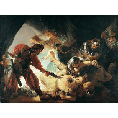 Rembrandt Die Blendung des Samson extra großer Wandbilddruck Premium Leinwandbild