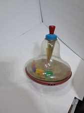 Vintage -J. Chein- Spinning Top Toy Rotating Train Tin Plastic  s 
