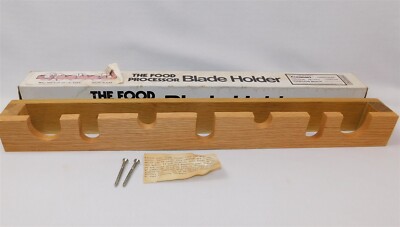 Oak Wood Food Processor Blade Holder Wall Mount 22 in. NOS in Box Holds 7 Blades