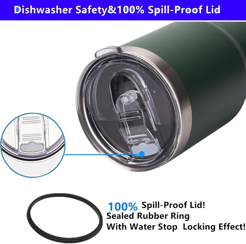 Spillproof Tumbler Lids 30 Oz – 2 Replacement Lids for Steel Tumblers