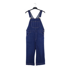 Fat Face Size UK 14R Navy Blue Cotton Stretch Cropped Wide Leg Clayton Dungarees