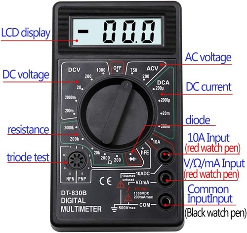 Digitalmultimeter Voltmeter Amperemeter Strom- und Spannungsmessgerät mit Dio... - Bild 5 von 10