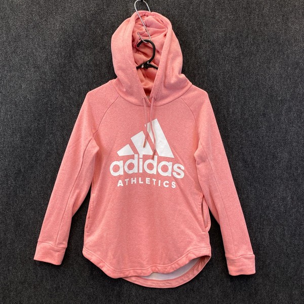 Adidas Athletics Womens Pullover Hoodie Pink Graphic Raglan Sleeve Pockets Sz S