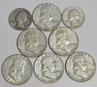 $3.50 Face Value, 90% Silver Franklin Half Dollars and Washington Quarters