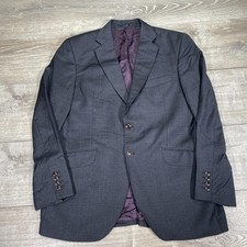 Charles Tyrwhitt Blazer Mens 40R Gray Windowpane Check Classic Fit Wool Reda 110