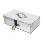 1Pc Household Iron Sheet Storage Box with Handle Lock Simple Kit (Silver)