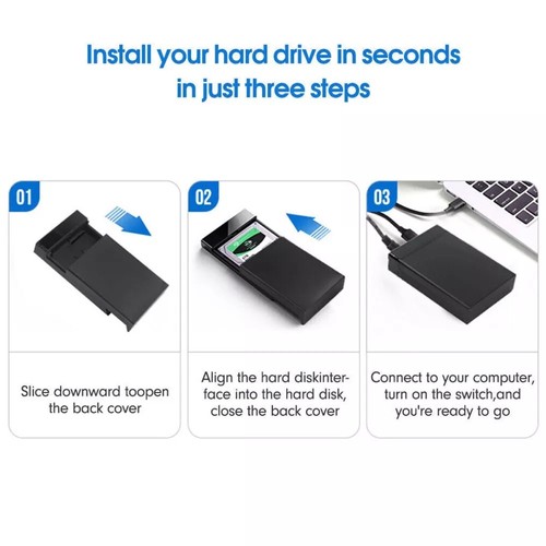 Festplattengehäuse 2.5/3.5Zoll,USB Externes Festplatten Gehäuse für SATA SSD - Afbeelding 2 van 13