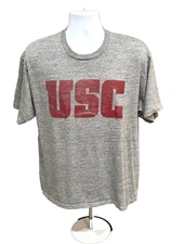Vintage USC T-Shirt XL Single Stitch Made in USA 70s 80s Gray Heather Trojans
