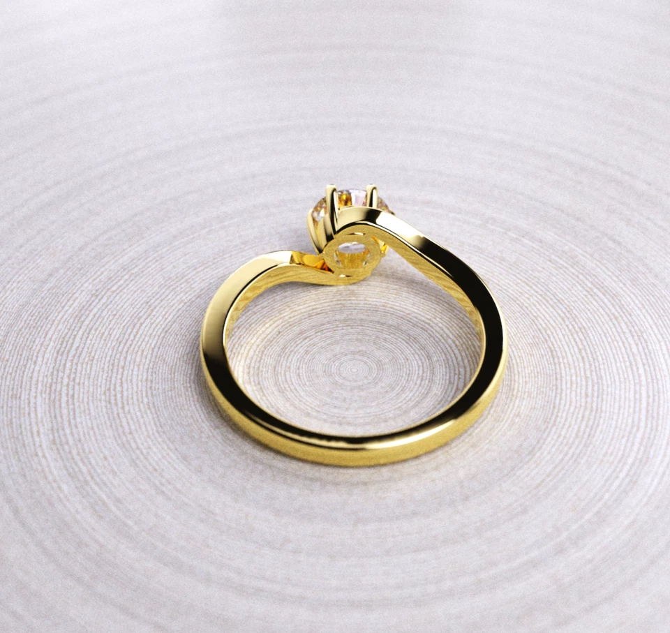 Twisted Band Lab Grown Round Diamond Wedding Ring 10K Gold Ring Gifts For Her - Image 3 of 4