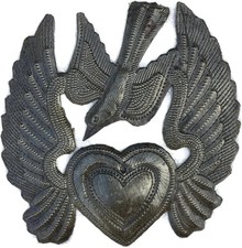 Mini Heart with Wings and Bird Haitian Metal ...