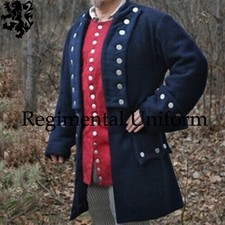 Buccaneer Pirate Coat 1750's Halloween Cosplay Military Navy Blue Wool Coat Sale