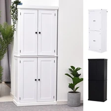 HOMCOM Traditional Farmhouse Freestanding Cupboard Kitchen Pantry