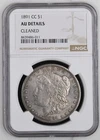 1891-CC Morgan Silver Dollar NGC AU Details Obverse Cleaned
