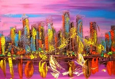 FRESH MORNING CITY   CANVAS PRINT stretched fine art BY KAZAV