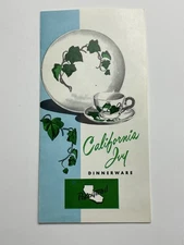 1972 Metlox Poppytrail California Ivy Dinnerware Price List Brochure