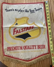 Vintage Falstaff Beer Silk Banner There’s No Place Like Your Tavern Stained 1950