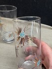Libbey FIRECRACKER Glasses Starburst Gold & Teal Tumblers Barware 5.5" set of 3 — photo 5