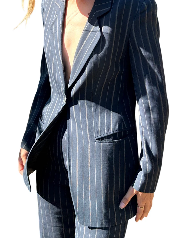 Conjunto de traje pantalón a rayas vintage Giorgio Armani talla 38/8 Foto 2 de 4