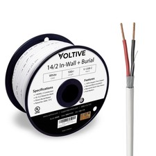 14/2 Speaker Wire, in-Wall CL3 & Direct Burial, White, 100ft - 14AWG, 2 Condu...