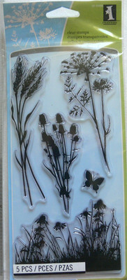 Meadow FLOWERS & SPRAYS - Clear Acrylic STAMPS - 5 Patterns Inkadinkado - SBox1